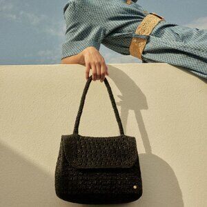 Felicie black raffia Sanabay Paris shoulder bag LNWOT